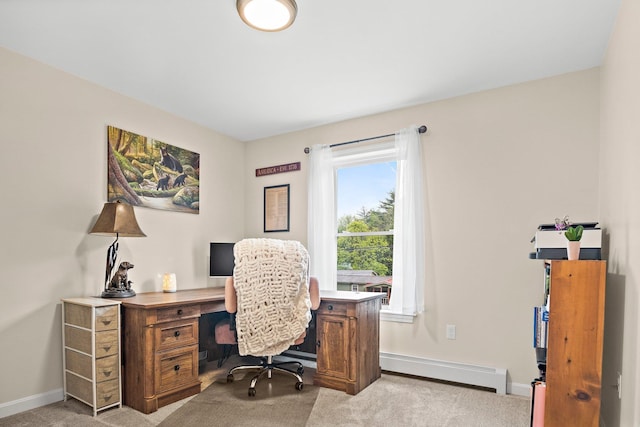 121 Deer Run Rd, Middleton, NH 03887 - office space featuring a baseboard heating unit and light colored carpet