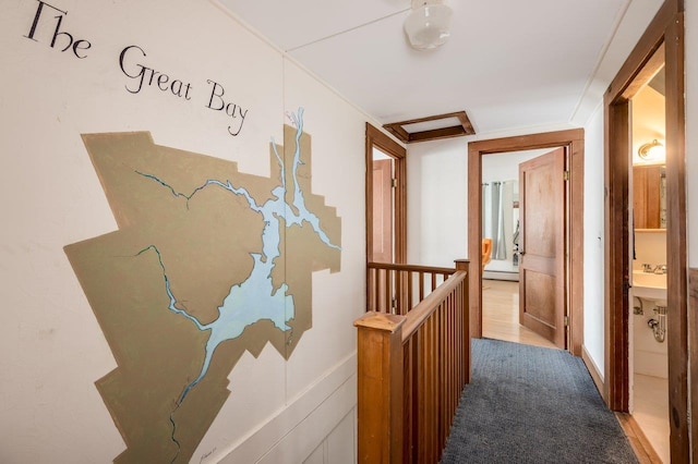 26 Colony Cove Rd, Durham, NH 03824 - corridor with attic access, an upstairs landing, and carpet floors