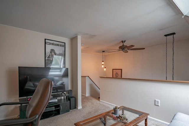 1 Harwich Ct, Merrimack, NH 03054 - living room featuring carpet flooring, ceiling fan, and a desk