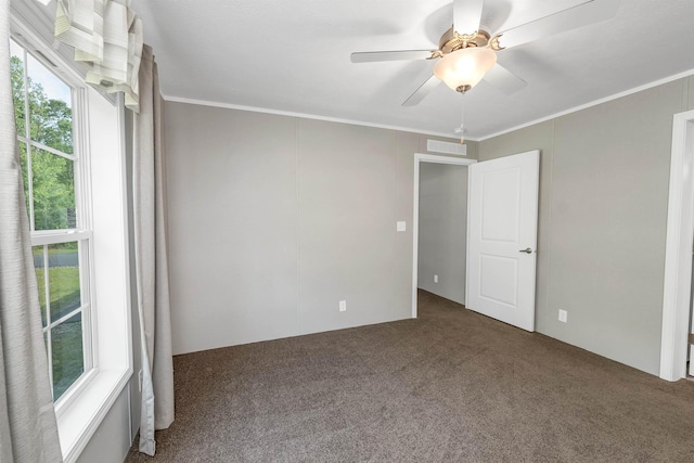 106 Stevens Rd Unit 1, Effingham, NH 03882 - carpeted empty room featuring ornamental molding and a ceiling fan