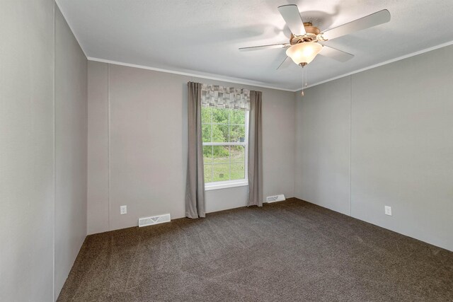 106 Stevens Rd Unit 1, Effingham, NH 03882 - empty room featuring carpet flooring, ceiling fan, and crown molding