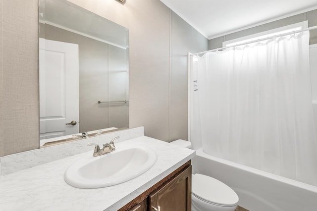 106 Stevens Rd Unit 1, Effingham, NH 03882 - full bath with vanity, shower / tub combo with curtain, and ornamental molding