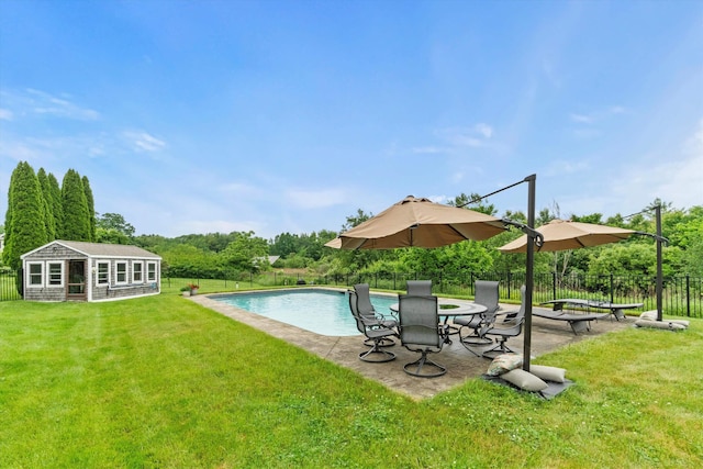 261 Main Ave, South Hampton, NH 03827 - view of swimming pool with an outbuilding, a patio area, and a storage structure