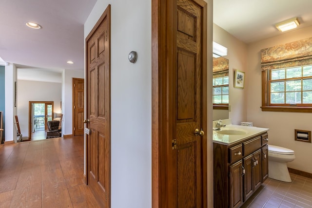 3440 Rte 44, West Windsor, VT 05037 - bathroom with healthy amount of natural light, vanity, and recessed lighting