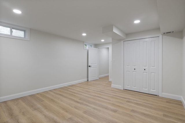 11 Bond St, Hudson, NH 03051 - below grade area featuring recessed lighting and light wood-style floors