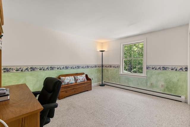 9 Strout Ln, Durham, NH 03824 - carpeted home office with a baseboard radiator and wainscoting