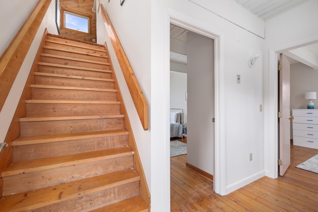 154 Cycad Ave, York, ME 03909 - staircase featuring hardwood / wood-style floors and baseboards