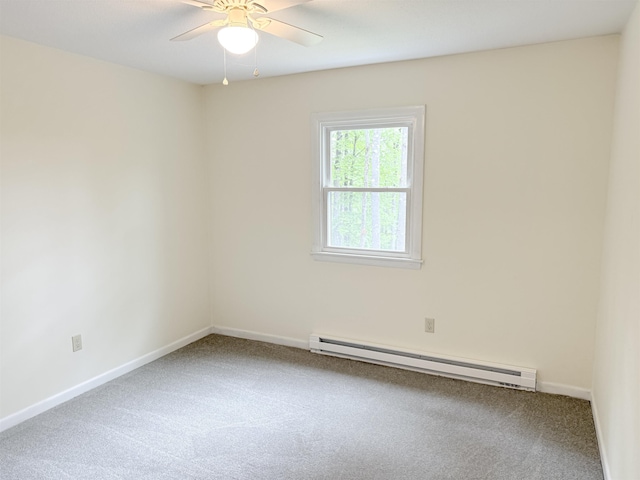 18 Gould Ave Unit 1, Meredith, NH 03253 - empty room with a baseboard heating unit, carpet flooring, and a ceiling fan