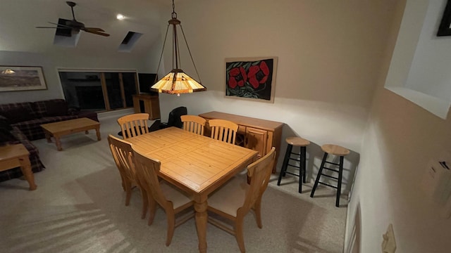 248 Club Sugarbush Ext Unit 18, Warren, VT 05674 - carpeted dining space with a ceiling fan and lofted ceiling
