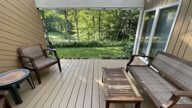 248 Club Sugarbush Ext Unit 18, Warren, VT 05674 - wooden deck with a lawn