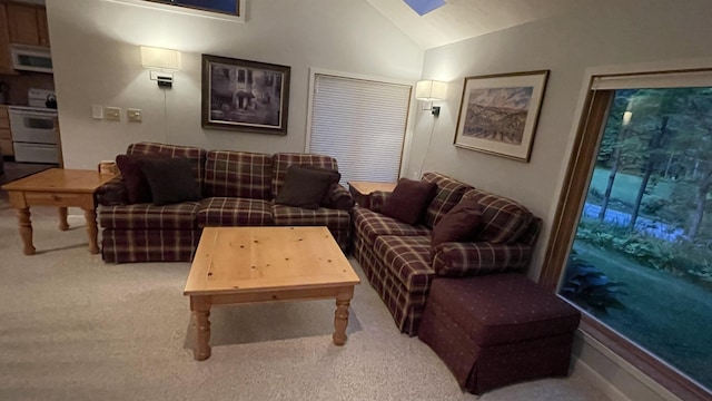248 Club Sugarbush Ext Unit 18, Warren, VT 05674 - carpeted living room featuring vaulted ceiling