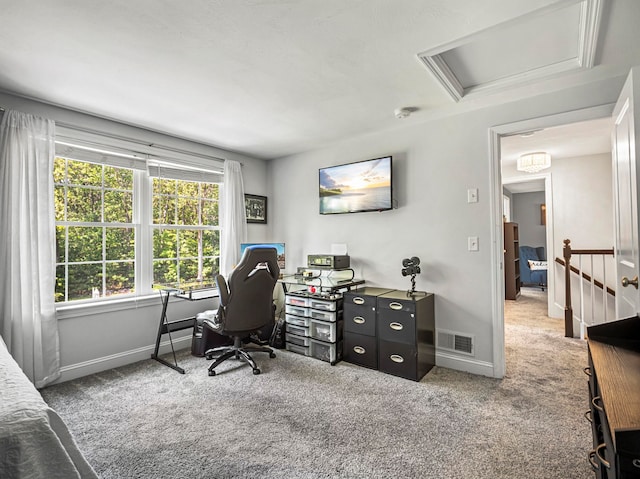 20 Lawrence Rd, Derry, NH 03038 - carpeted office space with baseboards and attic access