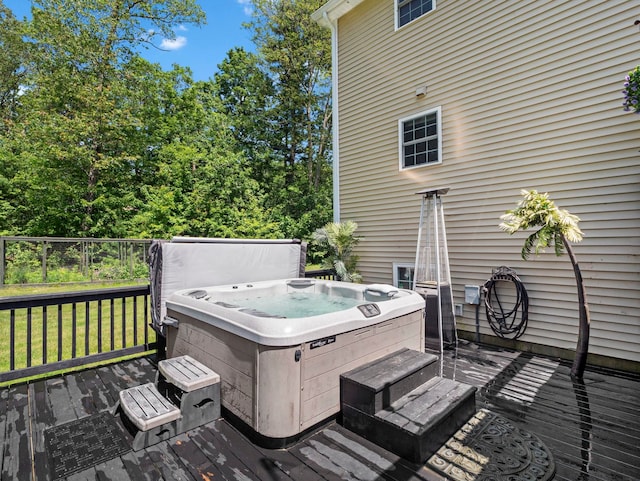 20 Lawrence Rd, Derry, NH 03038 - deck featuring a hot tub and a yard