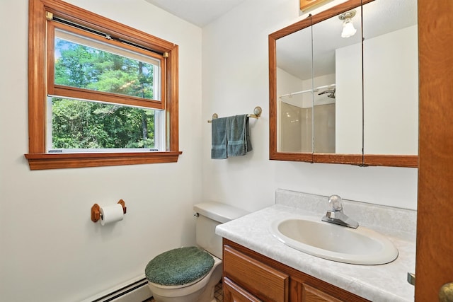 20 Edward Dr, Concord, NH 03301 - full bath featuring vanity, a shower, and a baseboard radiator