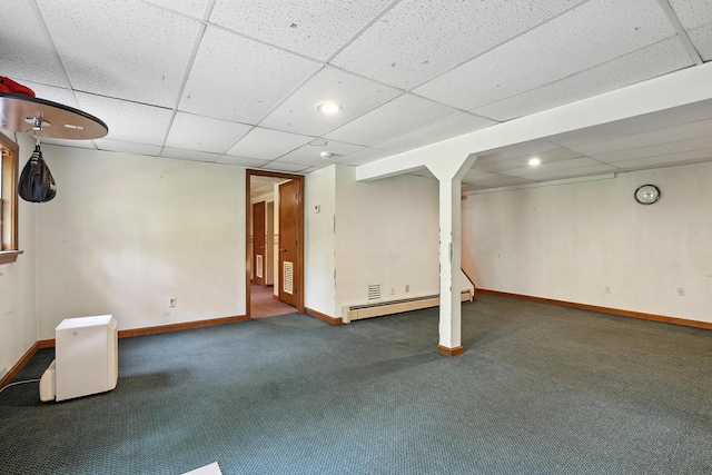 20 Edward Dr, Concord, NH 03301 - finished below grade area with baseboard heating, a drop ceiling, and carpet floors