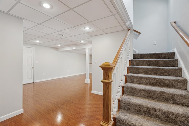 60 Lady Slipper Ln, Chester, NH 03036 - stairway with wood finished floors, recessed lighting, and a drop ceiling