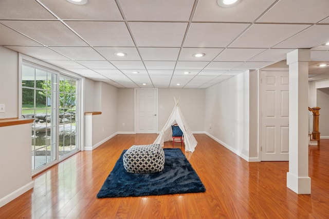 60 Lady Slipper Ln, Chester, NH 03036 - recreation room featuring wood finished floors, recessed lighting, and a drop ceiling