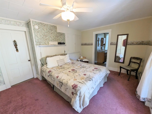 1573 US Route 5 S, Barnet, VT 05821 - carpeted bedroom with ornamental molding and a ceiling fan