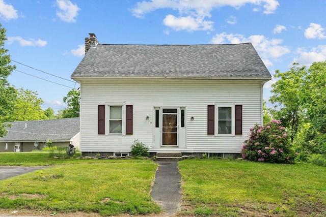 2 Brown Rd, Windham, NH 03087 - cape cod-style house with a chimney, a front lawn, and a shingled roof