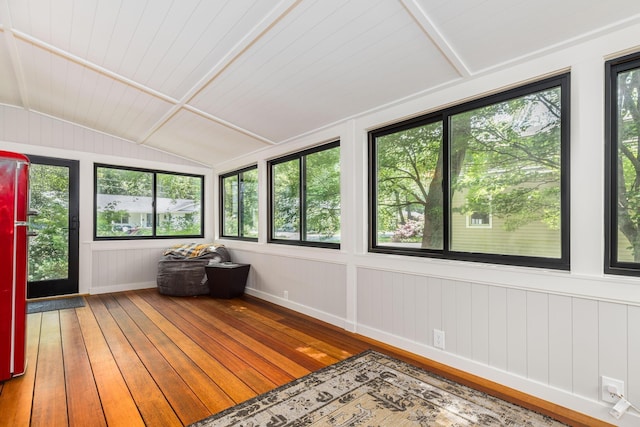 19 Harding Rd, Portsmouth, NH 03801 - sunroom / solarium featuring hardwood / wood-style flooring, vaulted ceiling, and a deck