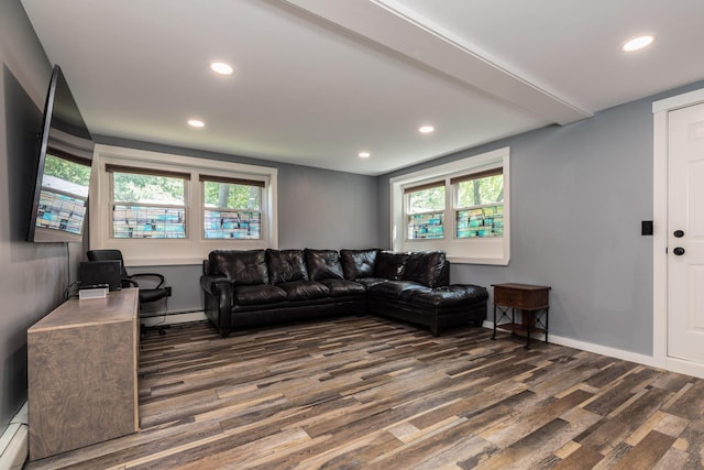 19 Harding Rd, Portsmouth, NH 03801 - living room with wood finished floors, baseboard heating, and recessed lighting