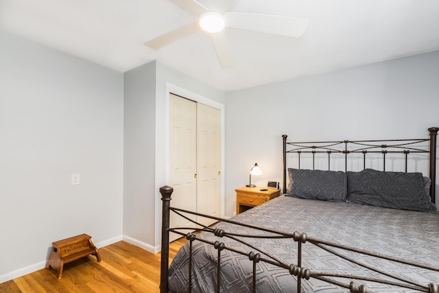 19 Harding Rd, Portsmouth, NH 03801 - bedroom with light wood-style flooring, a closet, and a ceiling fan