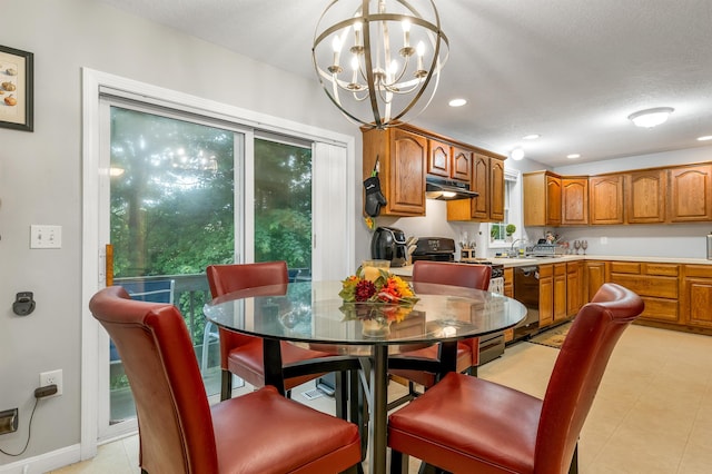 69A Windham Rd Unit A, Hudson, NH 03051 - dining area with a chandelier, recessed lighting, and light tile patterned floors
