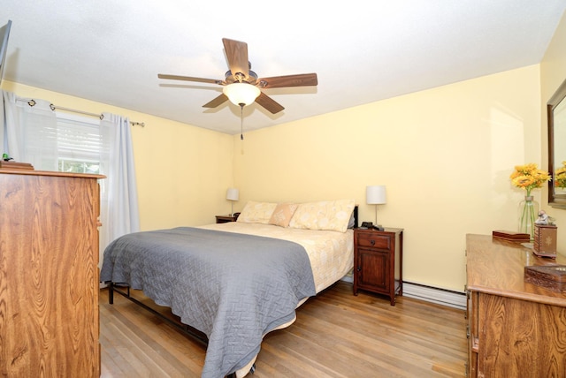 27 Meisner Rd, Salem, NH 03079 - bedroom with a baseboard radiator, light wood finished floors, and ceiling fan