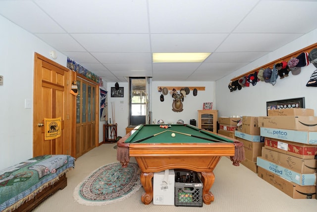 27 Meisner Rd, Salem, NH 03079 - recreation room with carpet, billiards, and a drop ceiling