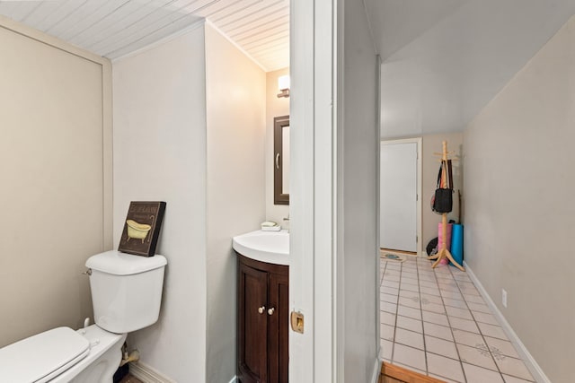 10 Prospect St, Bristol, NH 03222 - half bath with vanity and tile patterned floors