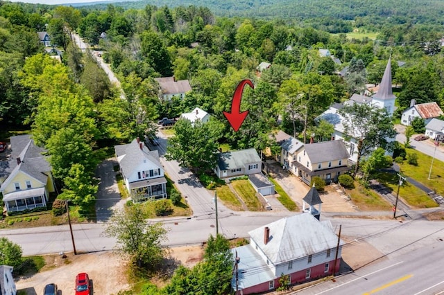 10 Prospect St, Bristol, NH 03222 - aerial perspective of suburban area with a forest