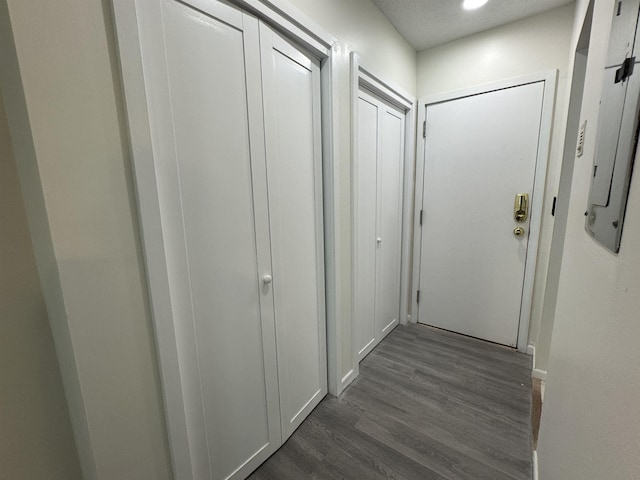 121 Cluff Xing Unit 8, Salem, NH 03079 - hallway featuring dark wood-style floors and electric panel