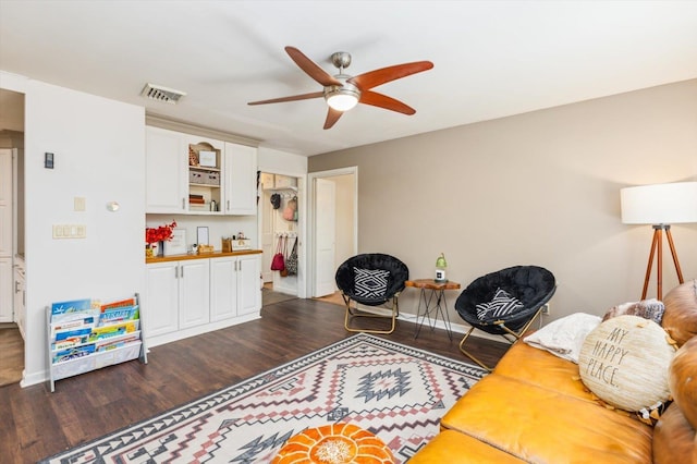 10 Cranberry Rd, Keene, NH 03431 - living room with dark wood-style floors and ceiling fan
