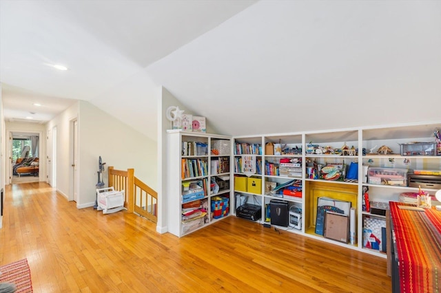 10 Cranberry Rd, Keene, NH 03431 - recreation room with wood finished floors, vaulted ceiling, and recessed lighting