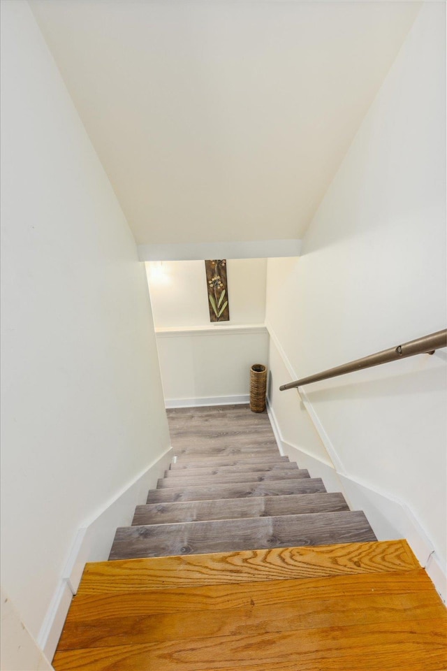 10 Cranberry Rd, Keene, NH 03431 - stairs featuring vaulted ceiling and wood finished floors