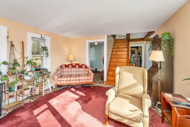45 Effingham Rd, Ossipee, NH 03864 - sitting room with stairs and carpet