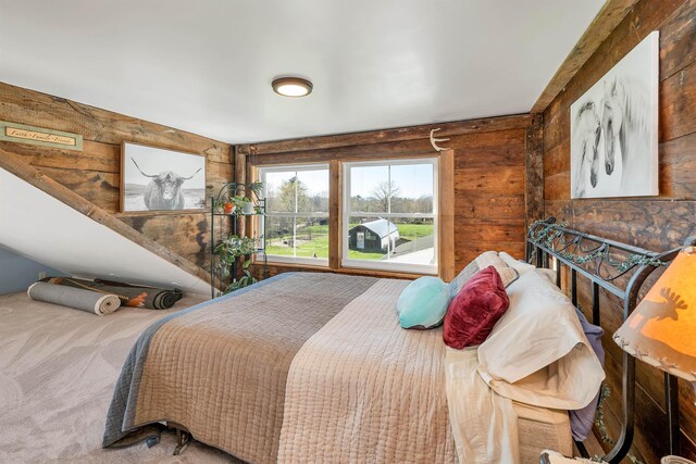 45 Effingham Rd, Ossipee, NH 03864 - bedroom with carpet and wooden walls