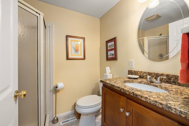 46 Pine Meadows Dr, Exeter, NH 03833 - bathroom with vanity, a stall shower, and tile patterned floors