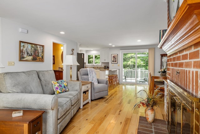 46 Pine Meadows Dr, Exeter, NH 03833 - living room featuring light wood-style flooring and recessed lighting