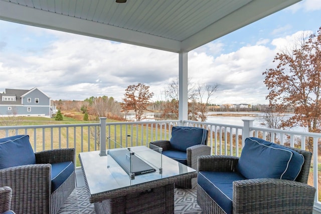 21 Catesby Ln, Londonderry, NH 03053 - view of patio featuring outdoor lounge area and a water view