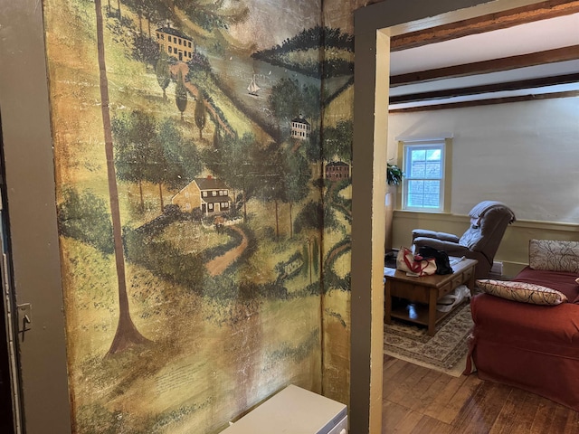 275 Granite Rd, Ossipee, NH 03864 - interior space featuring wood-type flooring and beam ceiling