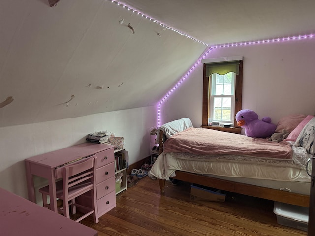 275 Granite Rd, Ossipee, NH 03864 - bedroom featuring wood finished floors and lofted ceiling