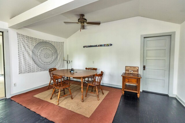 133 Hay Hill Rd, Francestown, NH 03043 - dining room with lofted ceiling, wood finished floors, and ceiling fan