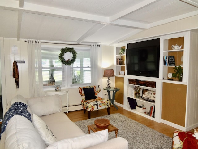 1 Northbrook Rd, Tilton, NH 03276 - living area with wood finished floors and a baseboard heating unit