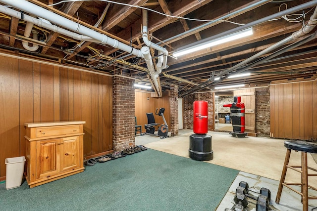 3 Fisher Pl, Claremont, NH 03743 - unfinished basement featuring wood walls and carpet