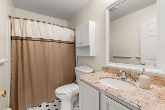 111 Katie Ln, Dover, NH 03820 - bathroom with vanity, tile patterned floors, and a shower with shower curtain