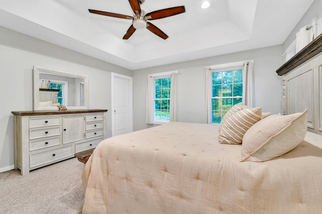 27 Westbrook Dr, New Ipswich, NH 03071 - bedroom featuring a raised ceiling, light carpet, and ceiling fan