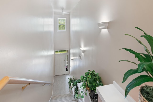 67 Pearl St Unit 8, Essex Junction, VT 05452 - stairway with baseboards and a ceiling fan