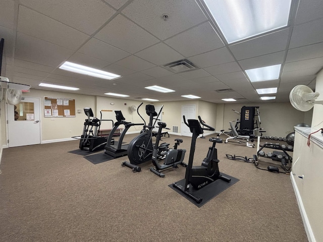 67 Pearl St Unit 8, Essex Junction, VT 05452 - workout area featuring a drop ceiling and carpet flooring