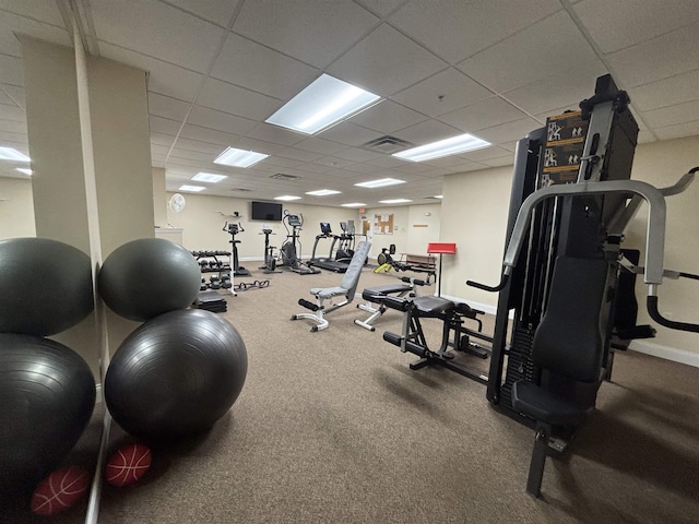 67 Pearl St Unit 8, Essex Junction, VT 05452 - gym featuring a drop ceiling and baseboards